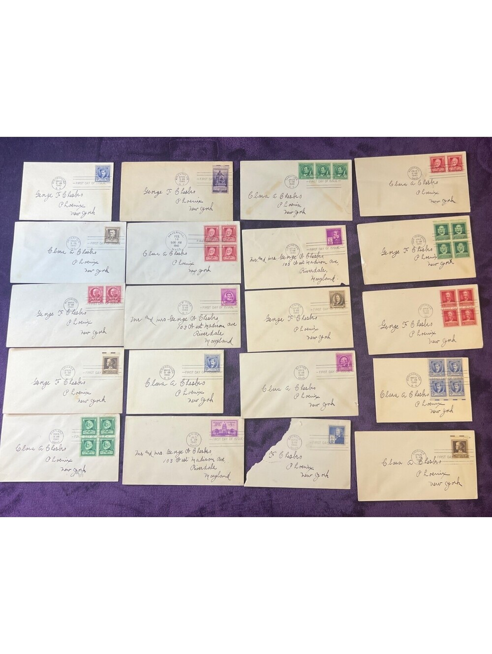RARE 1940 First Day Issue Stamped Envelopes LOT Of 20